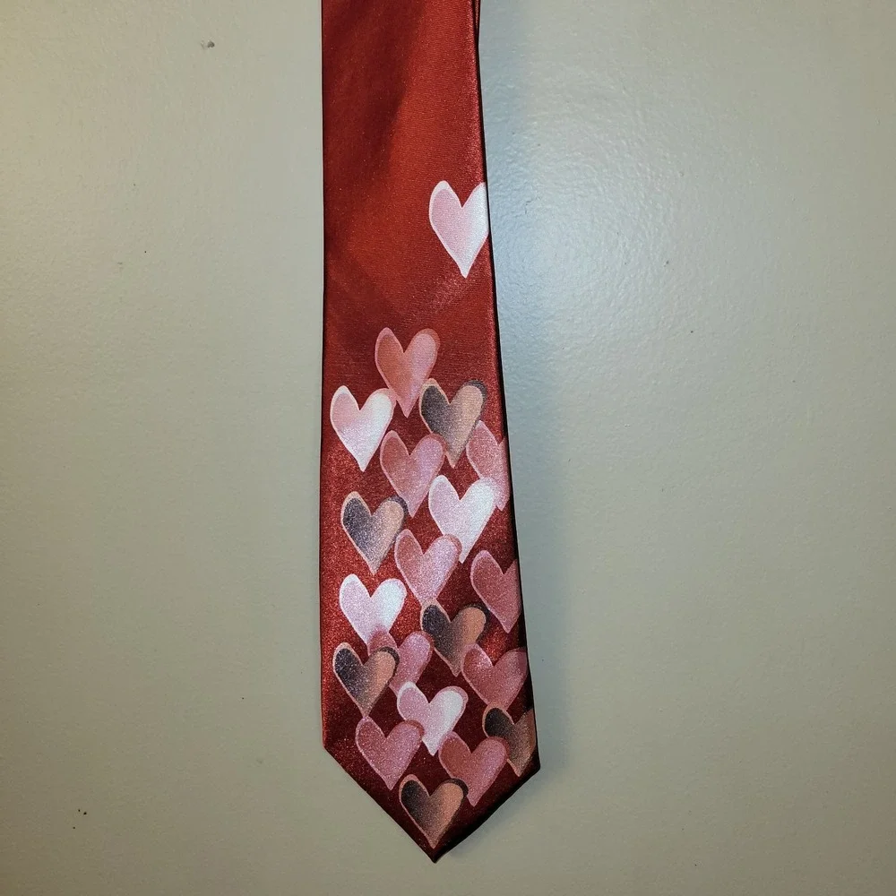 Gospitaky Red Heart Tie Valentine's‎ Day Novelty Necktie Polyester